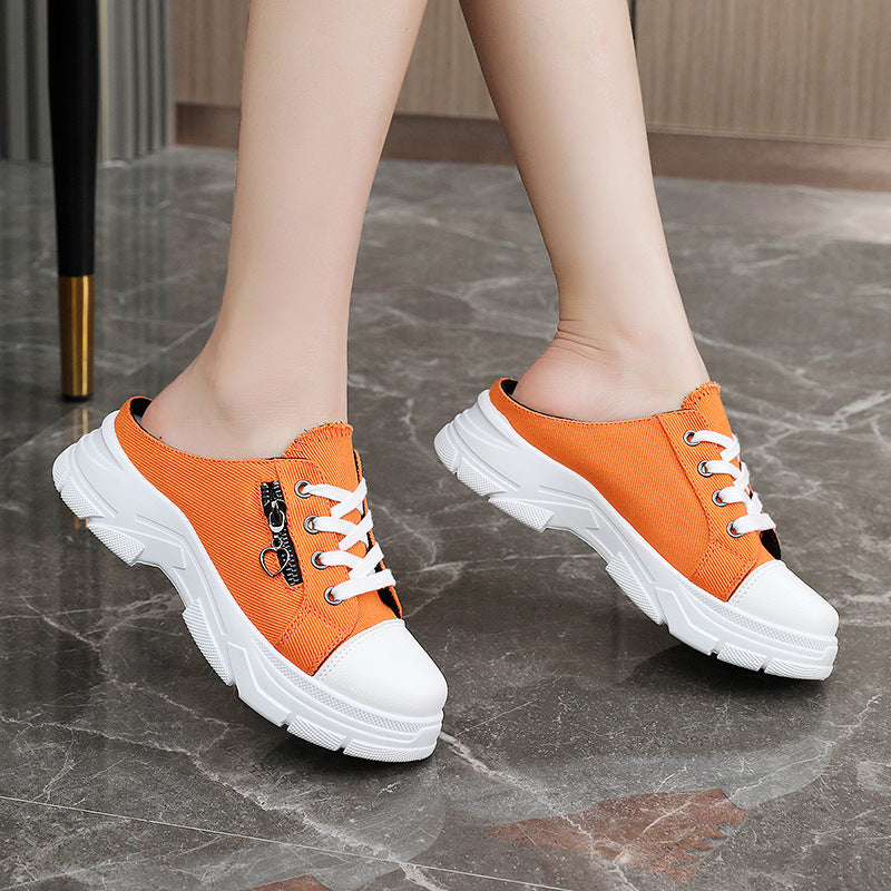 Damen Slip-On Sneakers mit modischem Reißverschluss und bequemem Fußbett EB