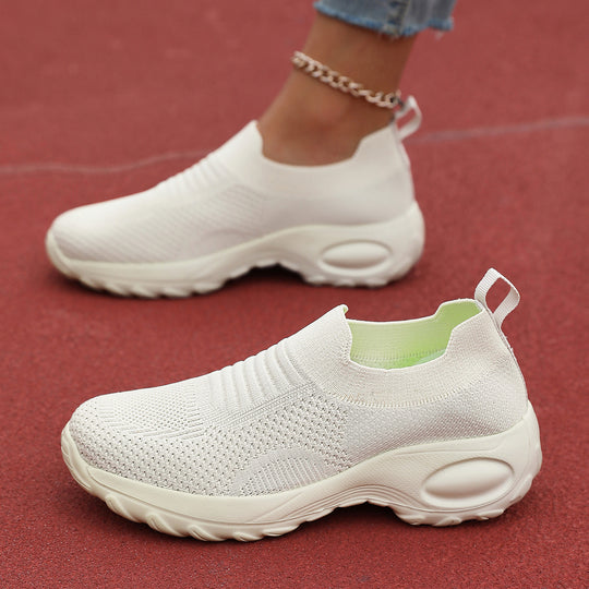 Damen Sportliche Slip-On Sneakers mit atmungsaktivem Obermaterial und rutschfester Sohle EB