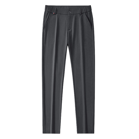Herren leichte Reisehose mit elastischem Bund, geradem Bein, Reißverschluss-Details und seitlichen Eingrifftaschen EB