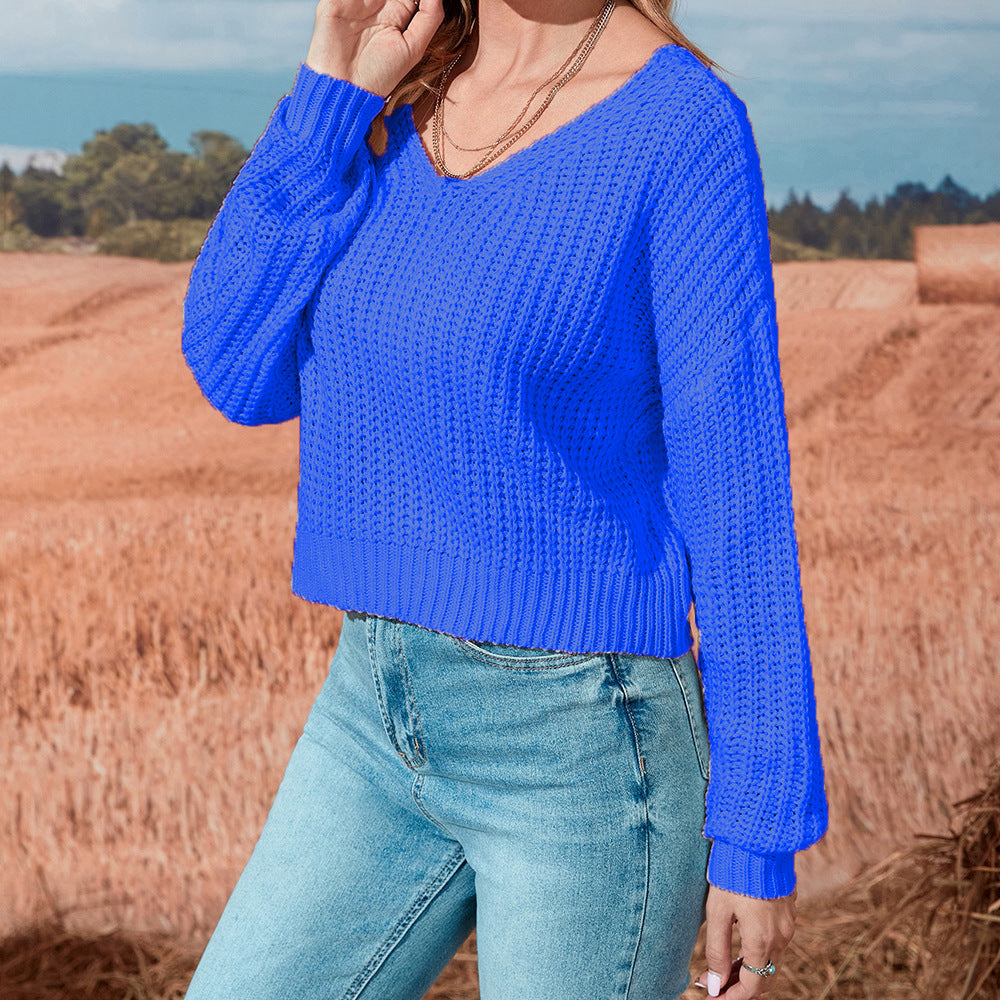 Damen lässiger offener Strickpullover EB