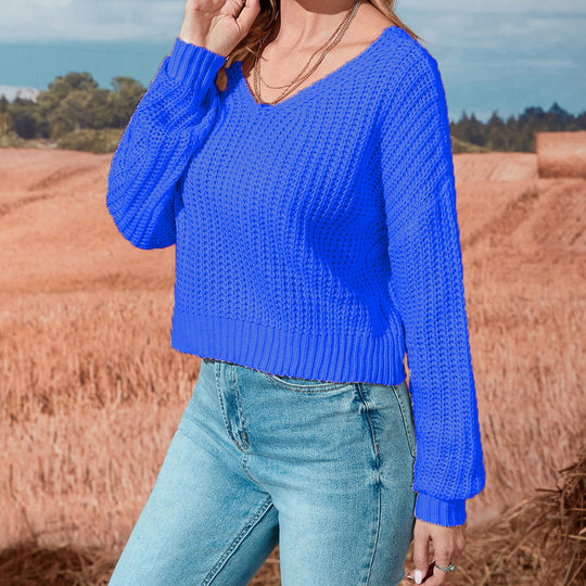 Damen lässiger offener Strickpullover EB