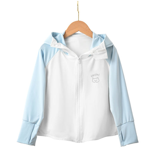 Damen leichte Sportjacke mit Kapuze und dezentem Motiv EB