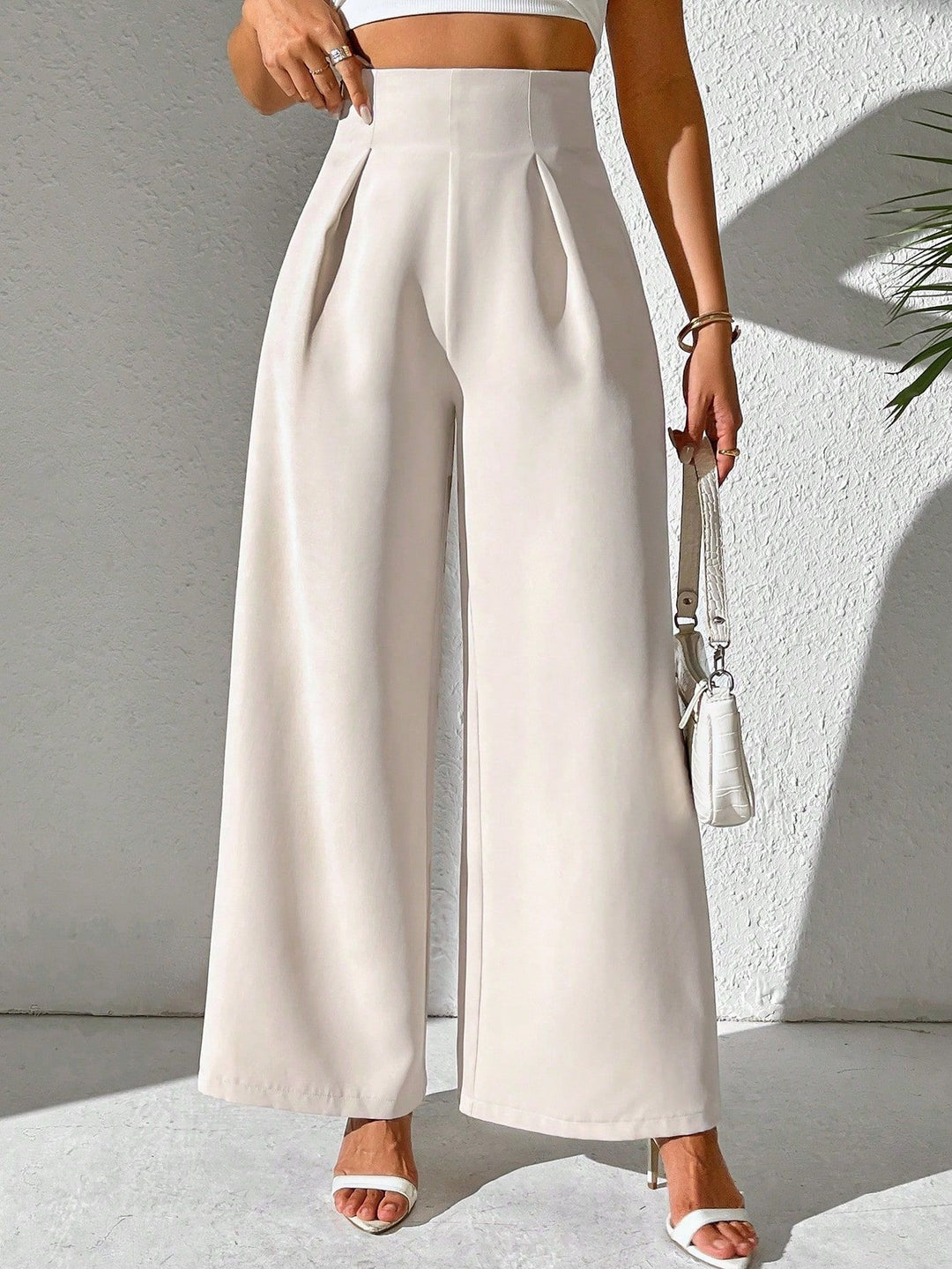 Damen Weite Palazzo-Hose mit elegantem Schnitt und hohen Taillenbund EB