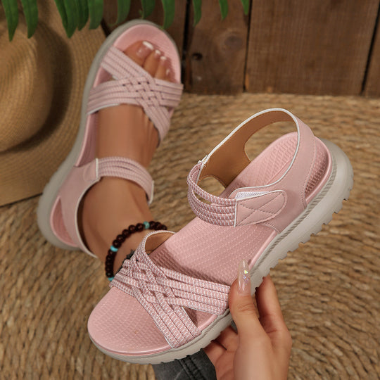 Damen Freizeitsandalen mit geflochtenem Riemen und rutschfester Sohle EB
