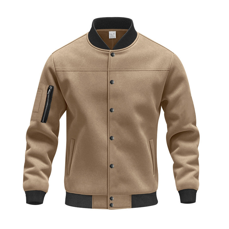 Herren Varsity-Bomberjacke mit Druckknopfverschluss, Ärmeltasche und gerippten Bündchen EB