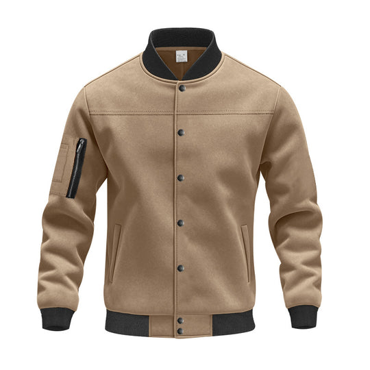 Herren Varsity-Bomberjacke mit Druckknopfverschluss, Ärmeltasche und gerippten Bündchen EB