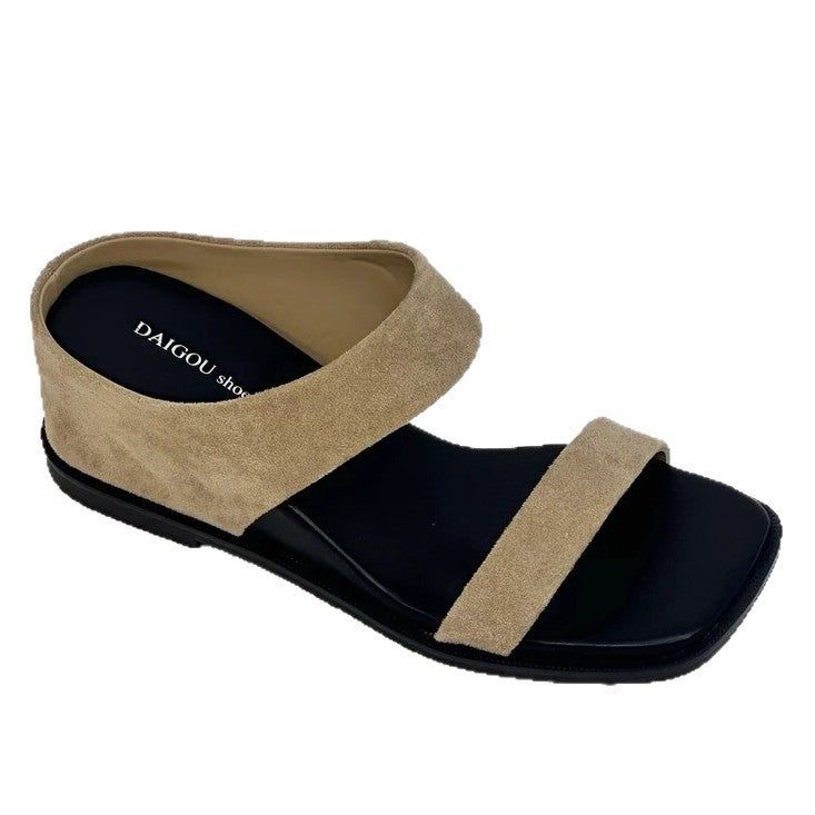 Damen Elegante Sandalen mit breitem Metallriemen und komfortablem Fußbett EB