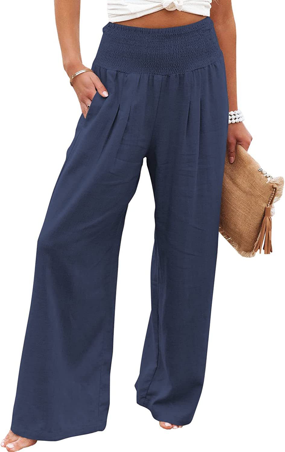 Damen Weite Sommerhose mit elastischem Bund und lockerer Passform EB