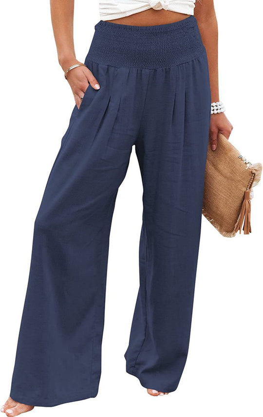 Damen Weite Sommerhose mit elastischem Bund und lockerer Passform EB