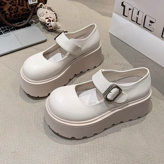 Damen Plattform-Schuhe mit Riemen und modischer Schnalle EB