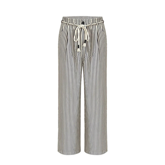 Damen Bequeme Strandhose mit lässigem Streifenmuster und geflochtenem Bund EB