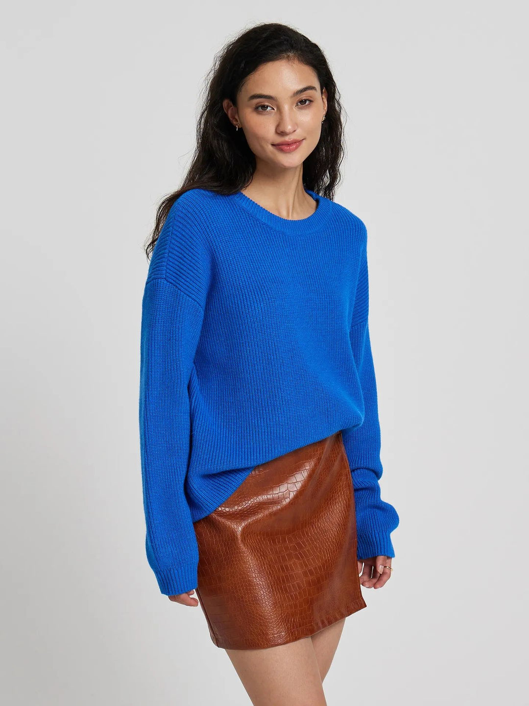 Damen Großer, weicher Strickpullover mit überschnittenen Schultern EB