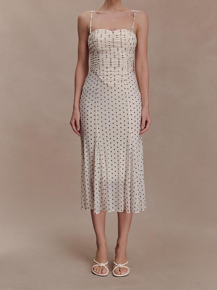 Damen Midi-Party-Kleid mit Rüschendetails und transparenter Stoffstruktur EB