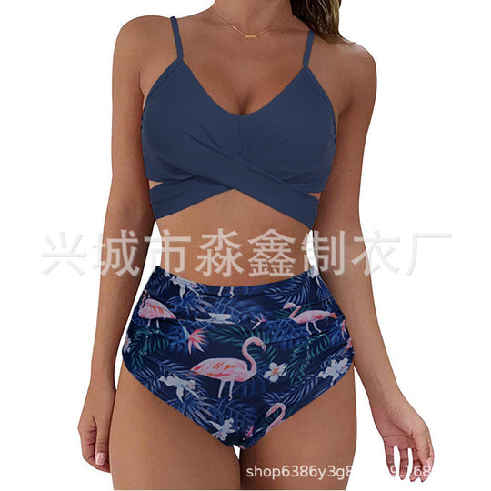 Damen Crop-Top Bikini-Set mit geflochtenem Design EB