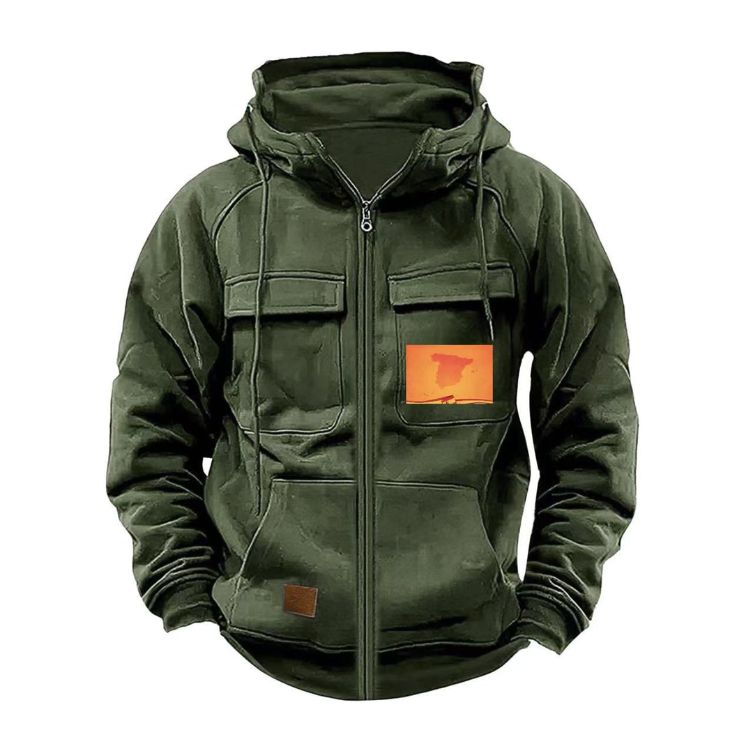 Herren multifunktionale Kapuzenjacke mit praktischen Taschen EB