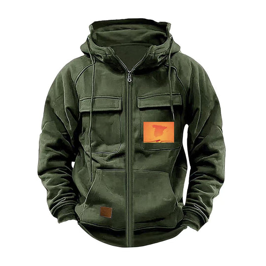 Herren multifunktionale Kapuzenjacke mit praktischen Taschen EB