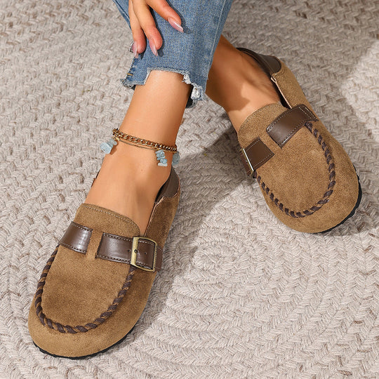 Damen Bequeme Mokassins mit animalischem Print und dekorativem Schnallen-Detail EB