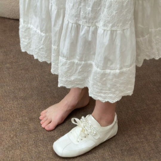 Damen Mode Sneaker mit luxuriösem Perlenakzent EB