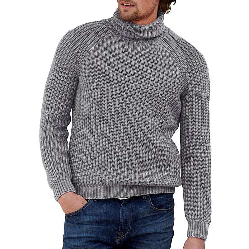 Herren Grobstrick Pullover mit hohem Kragen EB