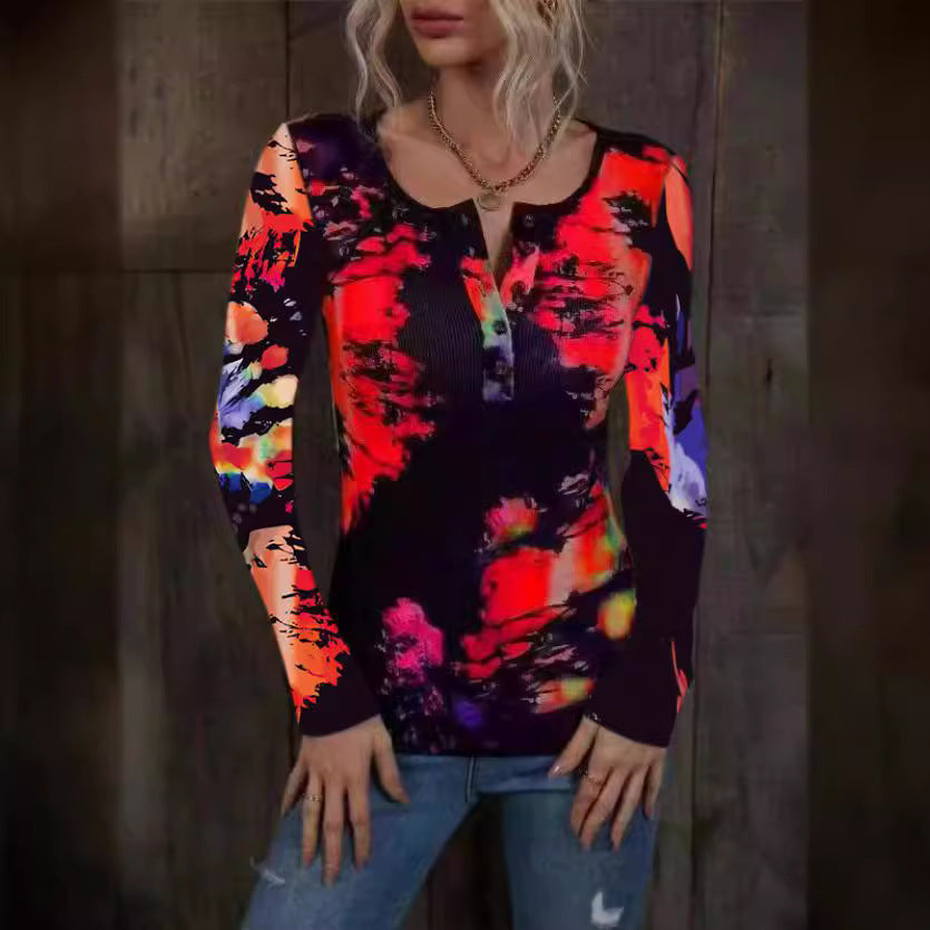 Damen Langarmshirt mit buntem Farbverlauf EB