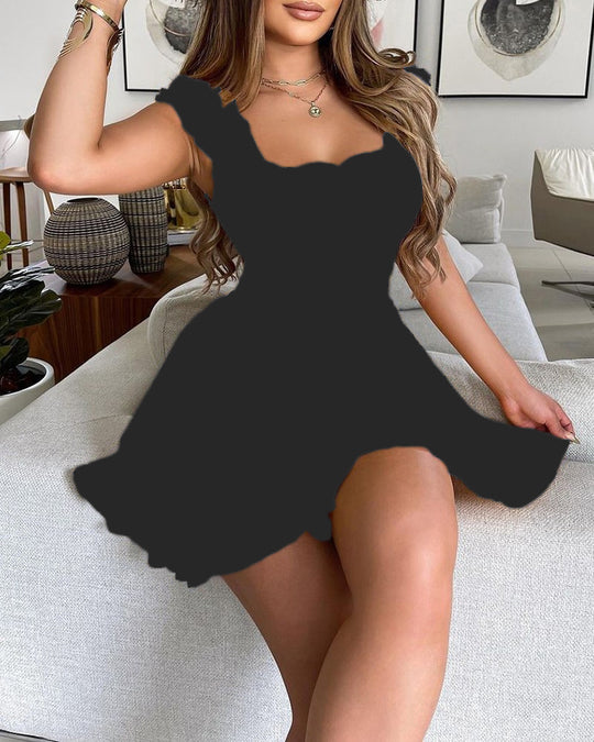 Damen Sommerkleid mit Rüschendetails und elastischem Bund EB