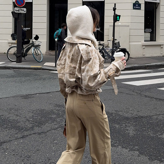 Damen modische Trenchcoat-Jacke mit Gürtel und Kapuze EB