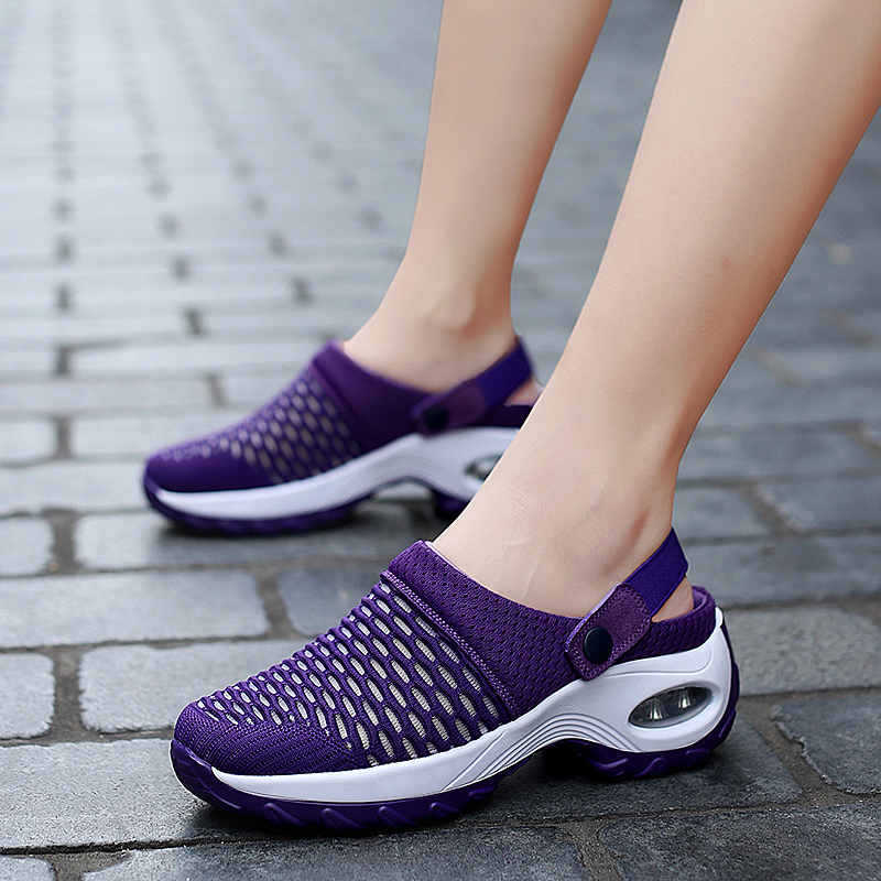 Damen Atmungsaktive Clogs mit elastischem Komfort und rutschfester Sohle EB