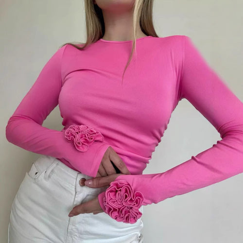 Damen Langarmshirt mit verspielten Rüschendetails EB