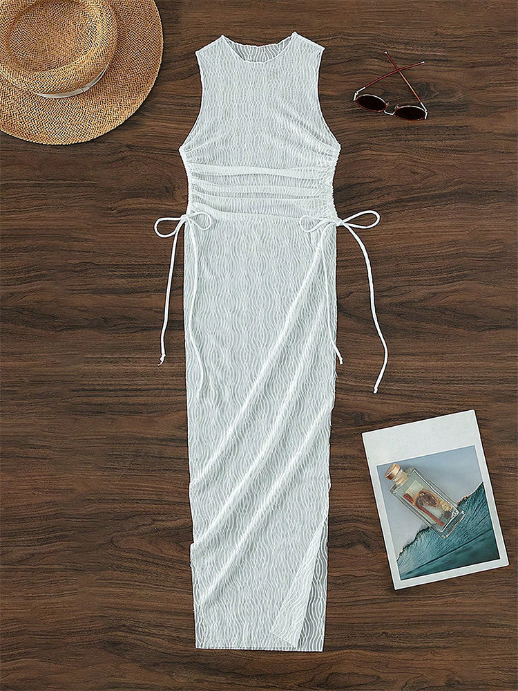 Damen Maxikleid mit modischem Wickeldesign und Rüschendetails EB