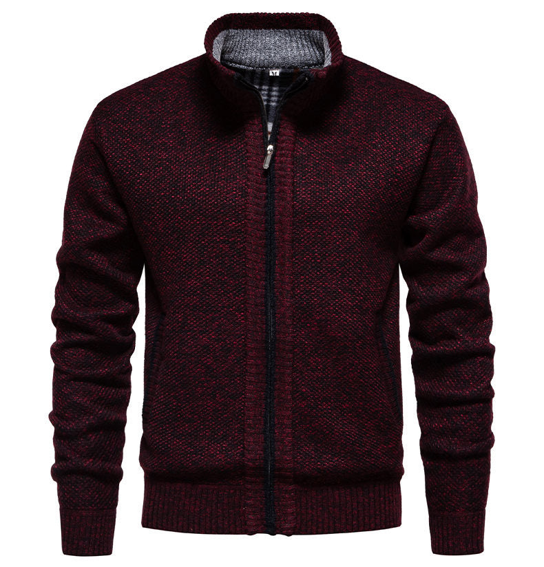 Herren sportliche Strickjacke mit Stehkragen EB