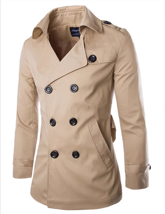 Herren eleganter Trenchcoat mit doppelter Knopfleiste und seitlichen Eingrifftaschen EB