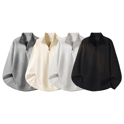 Damen Oversized Fleecepullover mit halb offenem Kragen EB