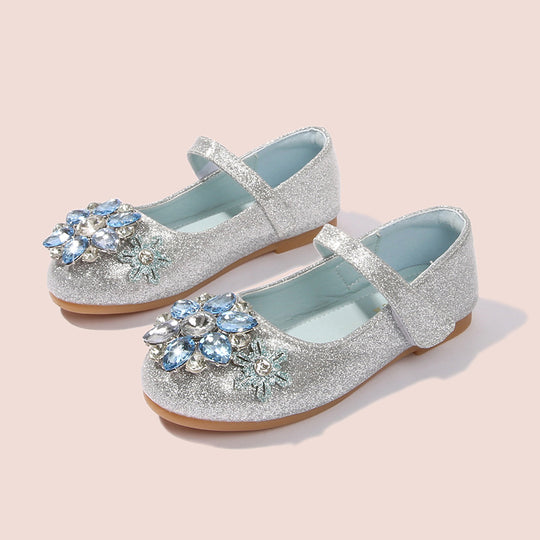 Damen Ballerinas mit glitzernden Blumenapplikationen EB