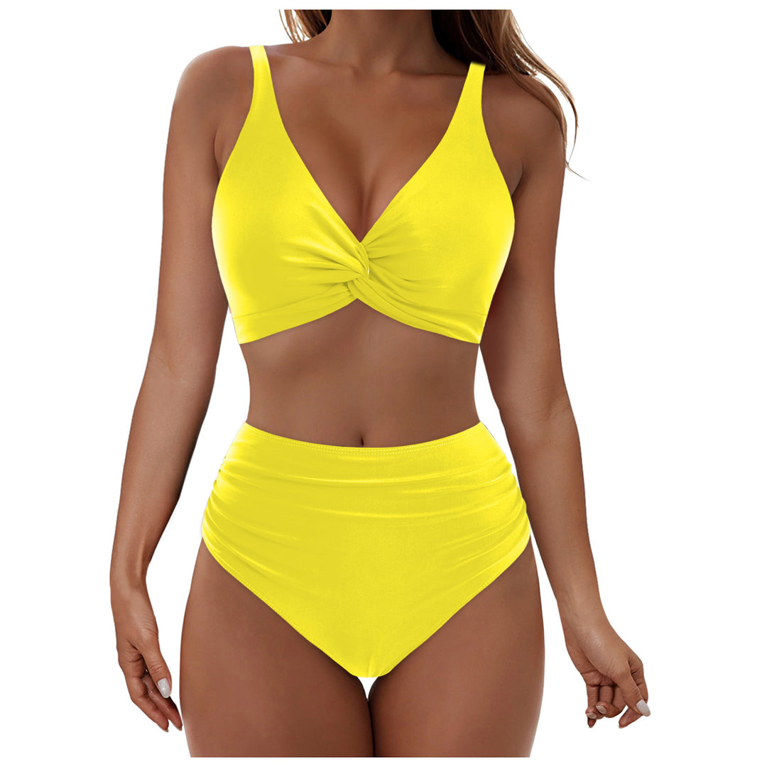 Damen Hochtailliertes Bikini-Set mit elegantem Wickeloberteil EB
