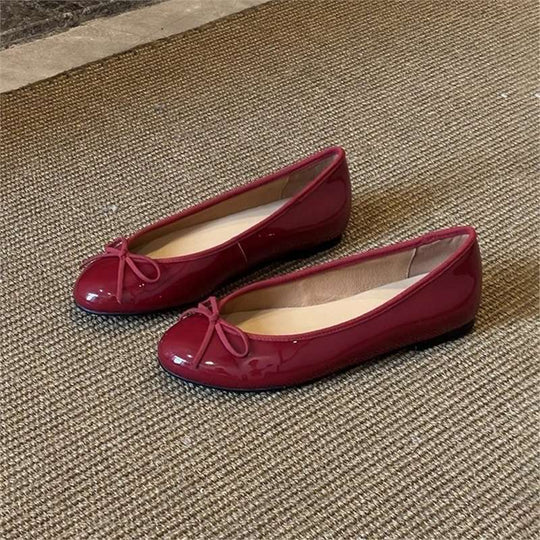 Damen Ballerinas aus glänzendem, strukturiertem Obermaterial EB