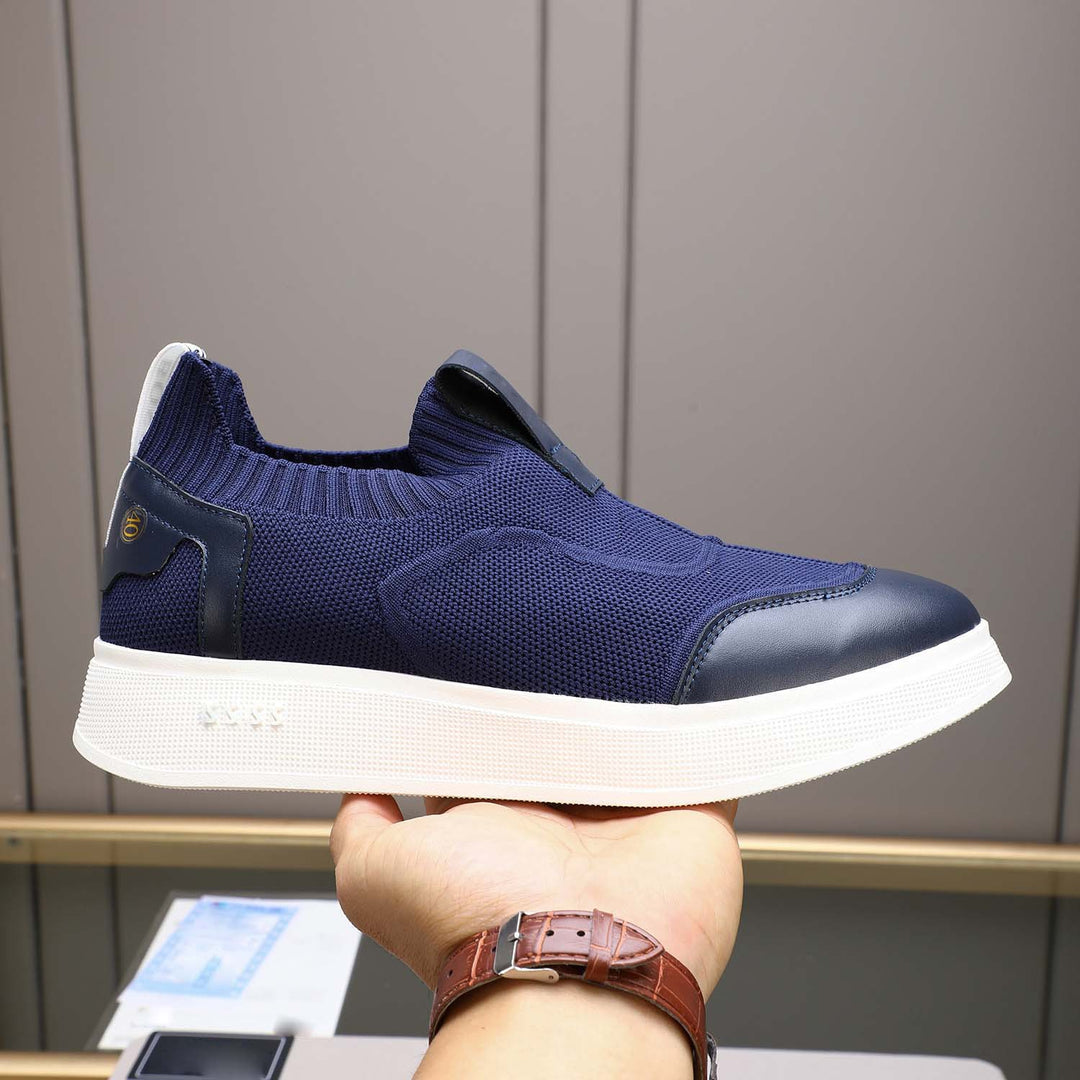 Damen Sportliche Slip-On Sneakers mit atmungsaktiver Strick-Oberfläche und rutschfester Sohle EB