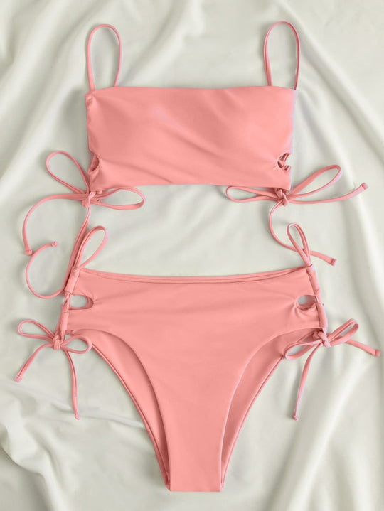 Damen Bandeau-Bikini mit raffinierten Bindebändern EB