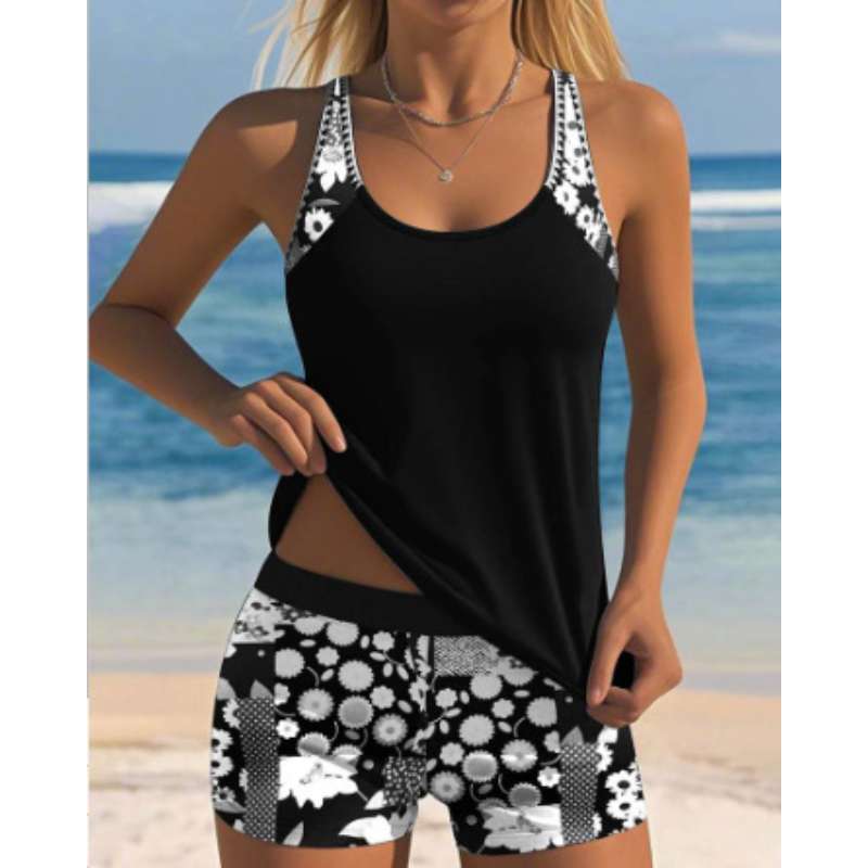 Damen Sportlicher Zweiteiler mit ärmellosem Oberteil und Shorts EB