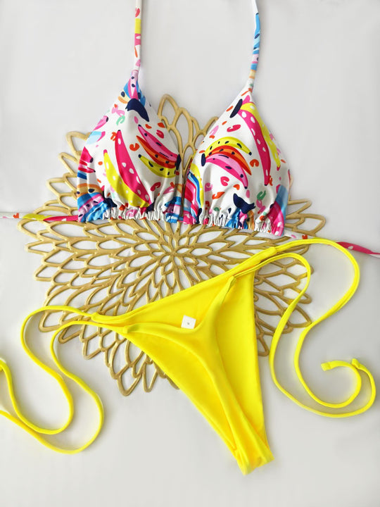Damen Bikini-Set mit trendigem Animal-Print und modischem Schleifen-Detail EB