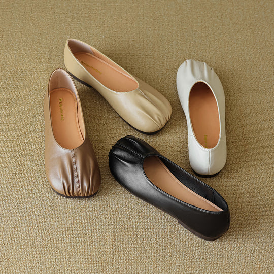 Damen elegante Ballerinas mit raffiniertem Faltendesign EB