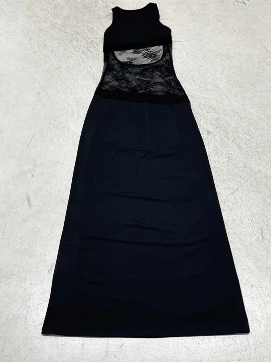 Damen Maxikleid mit romantischem Spitzenrücken EB
