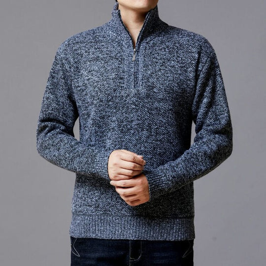 Herren Strickpullover mit modernem Stehkragen und strukturierter Oberfläche EB