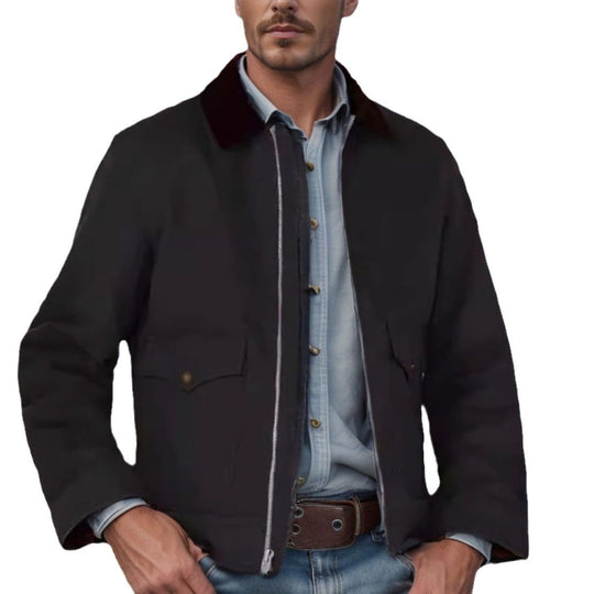 Herren lässige Utility-Jacke mit großzügigen Taschen und gefüttertem Kragen EB