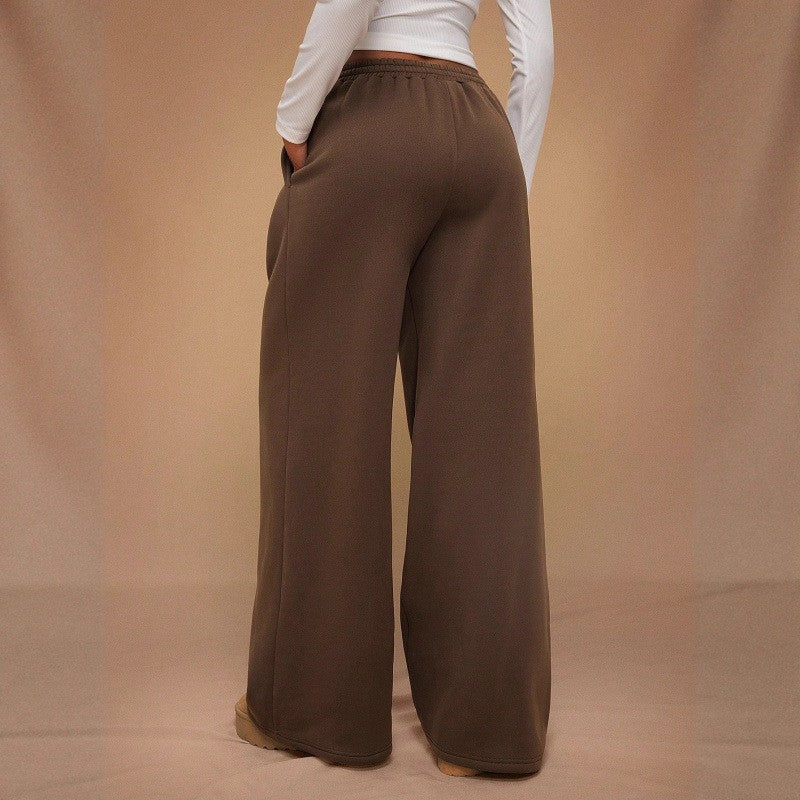 Damen nan weite High-Waist Lounge-Hose mit elastischem Bund und Eingrifftaschen EB