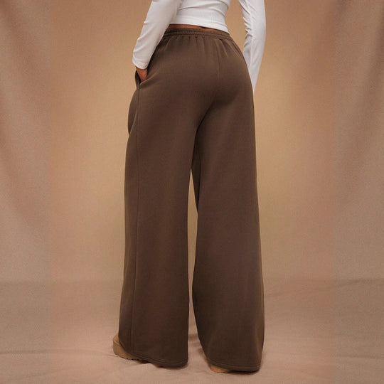 Damen nan weite High-Waist Lounge-Hose mit elastischem Bund und Eingrifftaschen EB