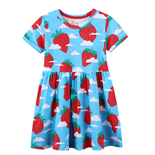 Mädchen Sommerkleid mit fröhlichem Erdbeer-Print EB