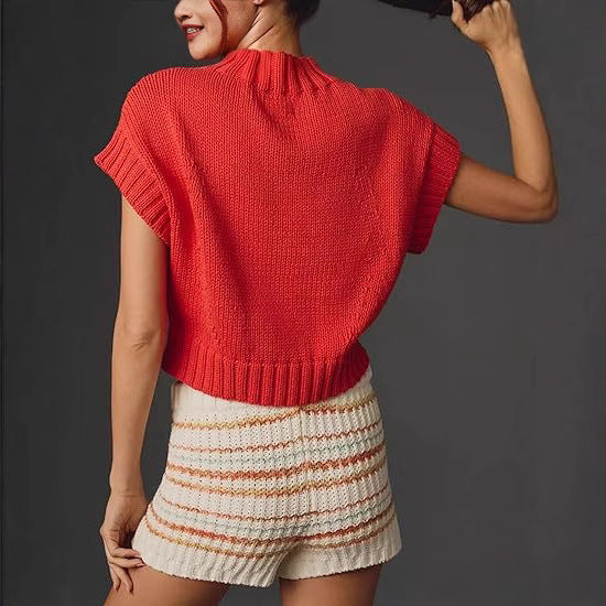 Damen Pullover mit Herzmotiv und kurzem Schnitt EB