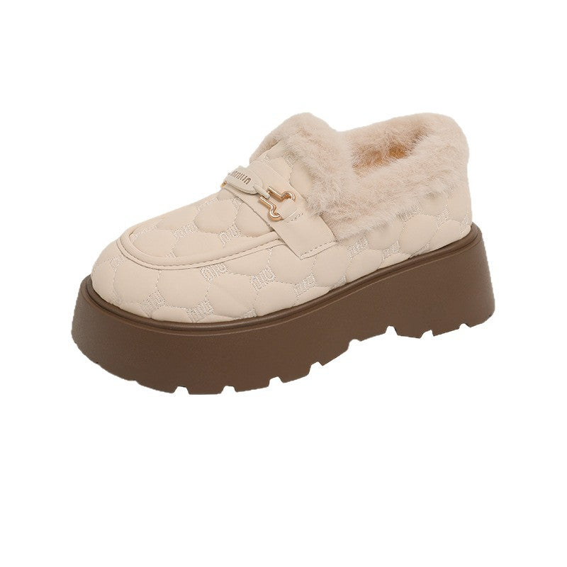 Damen Gemütliche Slipper mit warmem Futter und modischem Plateau-Heel EB
