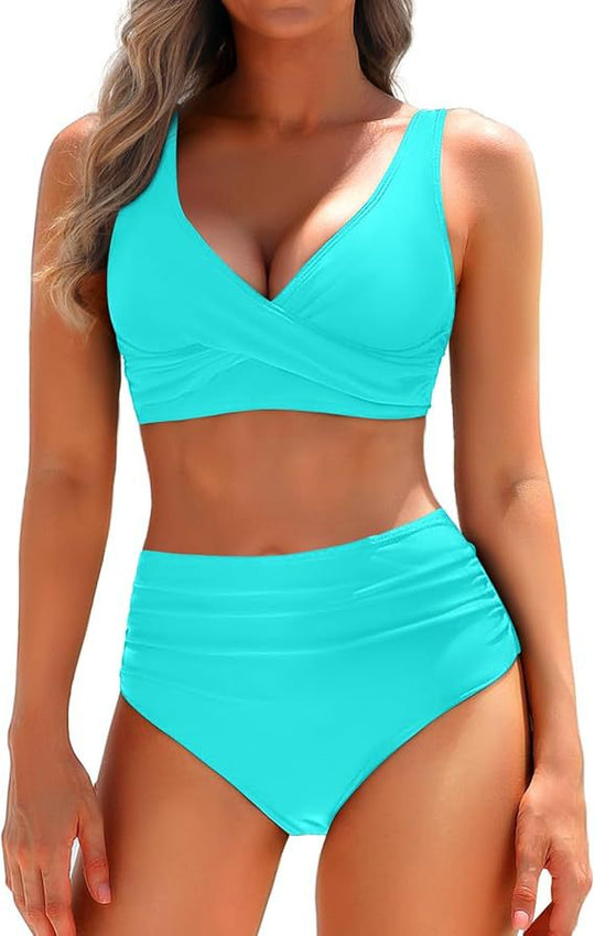 Damen Hochtailliertes Bikini-Set mit Wickeloberteil EB 1782205596