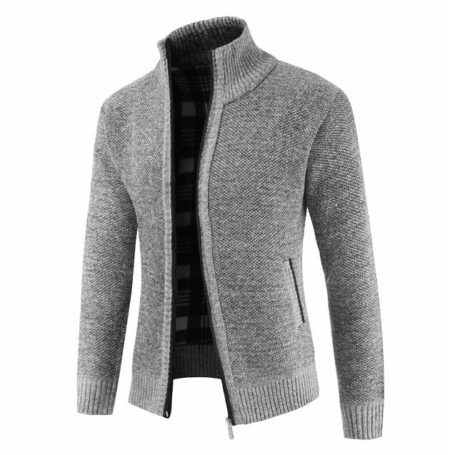 Herren Strickjacke mit hohem Kragen und seitlichen Taschen EB
